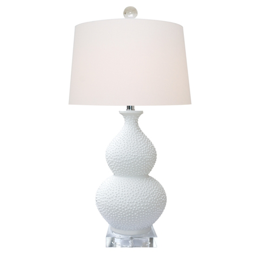 Pearl White Gourd Lamp w/ Matte Dot Relief