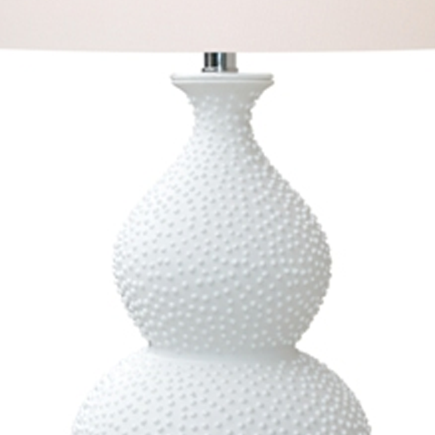 Pearl White Gourd Lamp w/ Matte Dot Relief