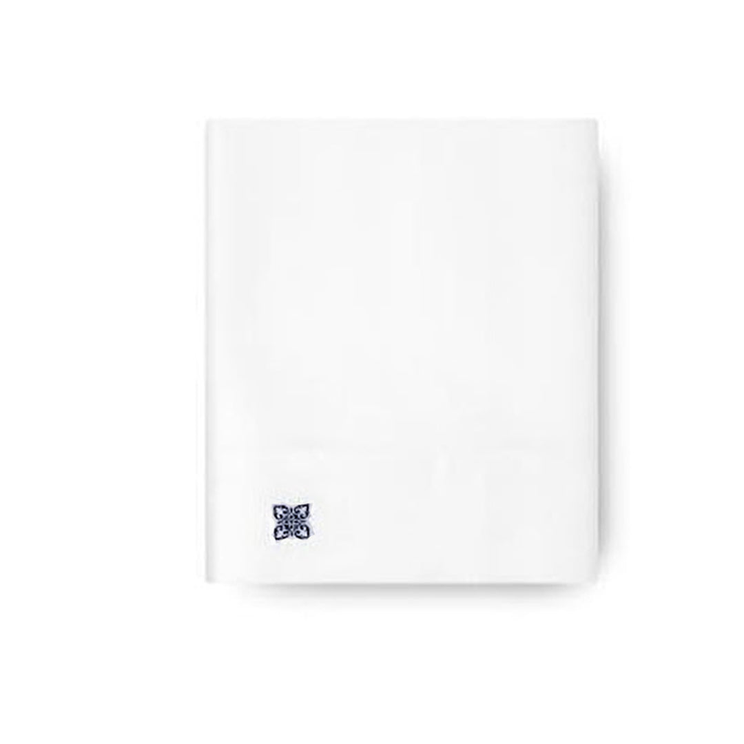 Lia White Flat Sheet, with Navy Logo