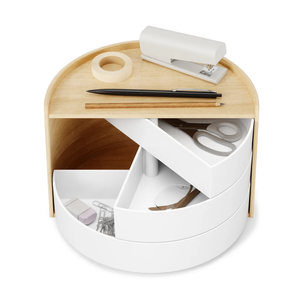 Moona Swivel Storage Box - Natural/White