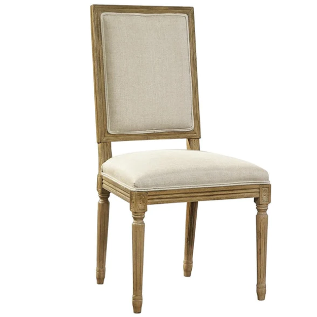 Oak Linen Side Chair