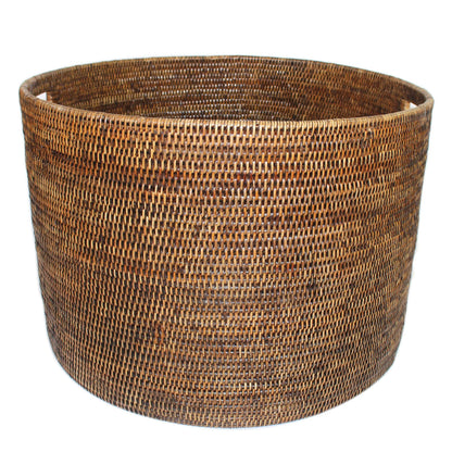Open Round Storage Basket, Antique Brown