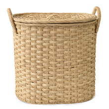 Load image into Gallery viewer, Oval Woven Laundry Basket w/ Lid &amp; Handles - Size 1

