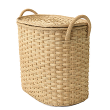 Load image into Gallery viewer, Oval Woven Laundry Basket w/ Lid &amp; Handles - Size 2
