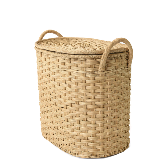 Oval Woven Laundry Basket w/ Lid & Handles - Size 3