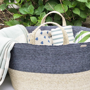 Oval Floor Basket/Bag with Handles - Plomo