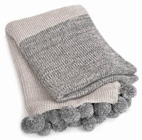 Emma Pom Pom Throw - Dark Grey and LIght Grey Ombre
