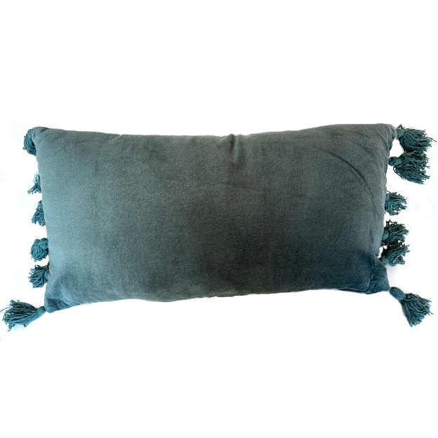 Velvet Lumbar Pillow - Steel Blue