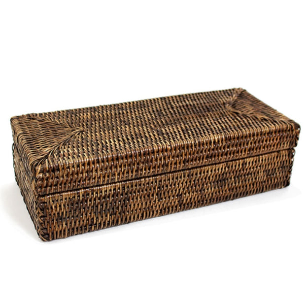 Rectangular Long Box w/ Lid, Antique Brown