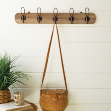Load image into Gallery viewer, Recycled Wood Coat Rack with Rustic Hooks
