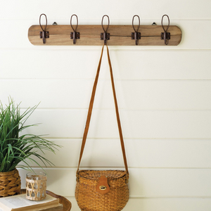 Recycled Wood Coat Rack with Rustic Hooks