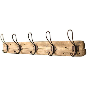 Recycled Wood Coat Rack with Rustic Hooks