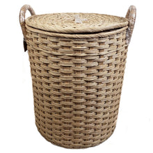 Load image into Gallery viewer, Round Woven Laundry Basket w/ Lid &amp; Handles - Size 1

