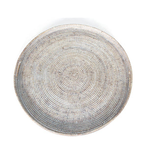 20" Round Tray with Handles, Whitewash