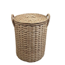 Load image into Gallery viewer, Round Woven Laundry Basket w/ Lid &amp; Handles - Size 3
