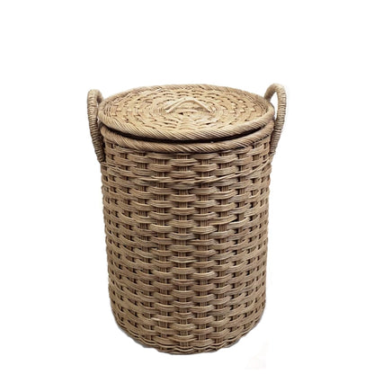 Round Woven Basket w/ Lid & Handles - Size 4