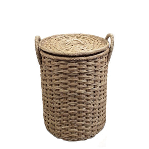 Round Woven Basket w/ Lid & Handles - Size 4
