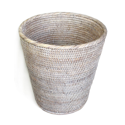 Round Tapered Waste Basket, Whitewash