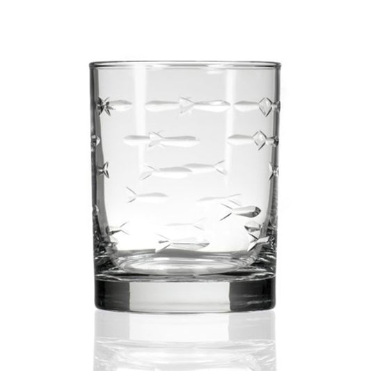 Double Old-Fashioned Glass, School of Fish 14oz.