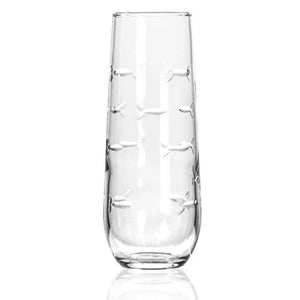 Stemless Glass Flute, School of Fish 8.5oz