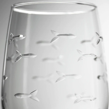 Load image into Gallery viewer, Stemless Wine Glass Tumbler, School of Fish 17oz.
