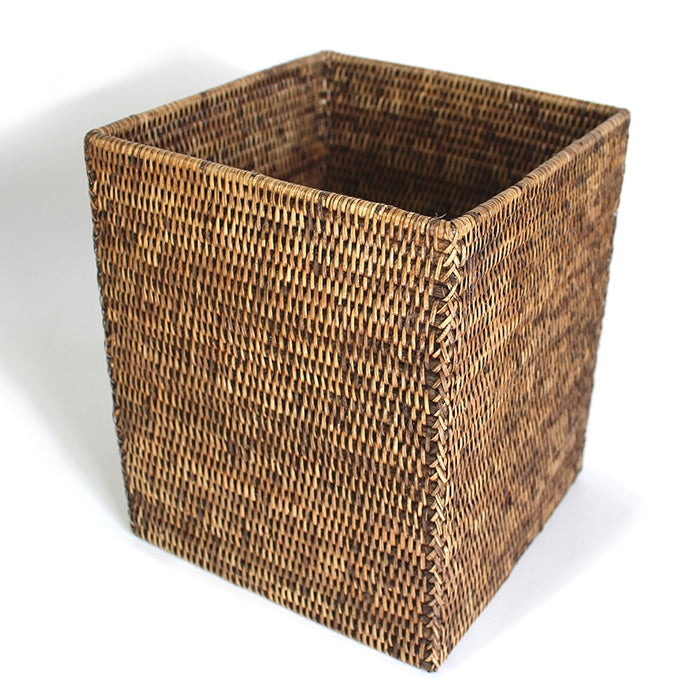 Square Waste Basket, Antique Brown