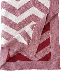 Sandra Zigzag Knit Throw - Red and Ivory