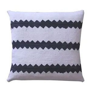 Black and White Zig Zag Mudcloth Pillow 18 x 18