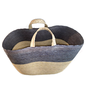 Oval Floor Basket/Bag with Handles - Plomo