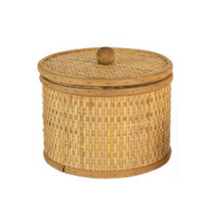 Round Woven Cane Box