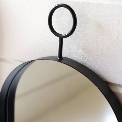 Black Metal-Framed Oval Mirror - Large