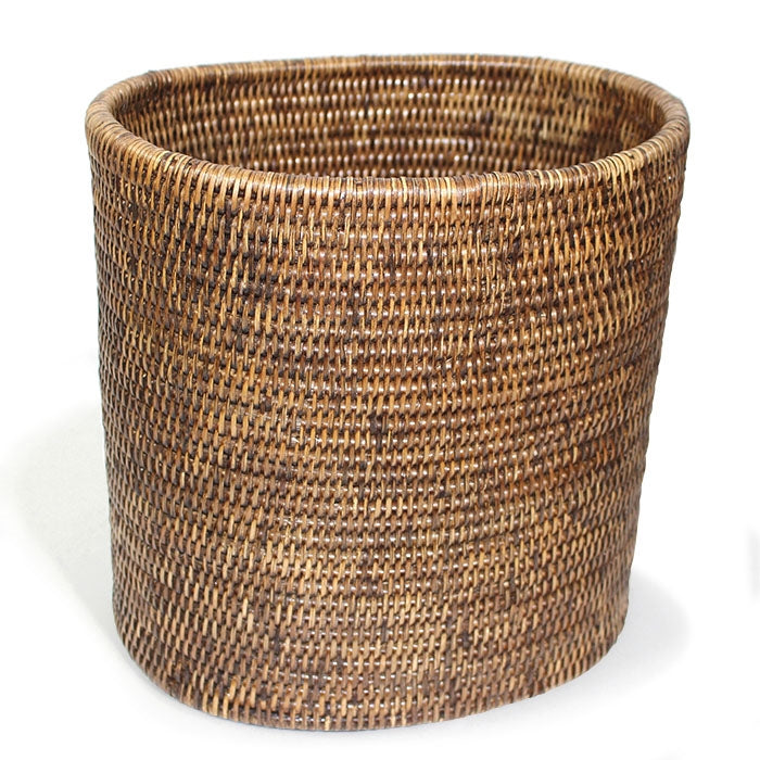 Oval Waste Basket, Antique Brown