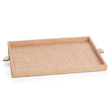 Load image into Gallery viewer, Raffia Palm Tray with Stone Accents
