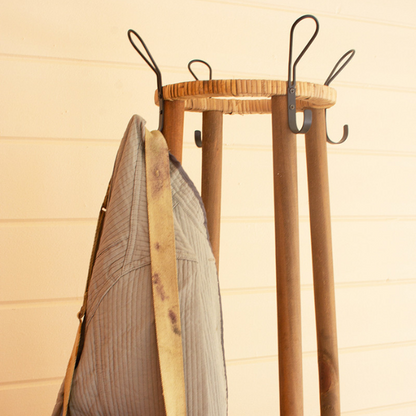 Tall Rattan Coat Rack- w/ Umbrella Basket