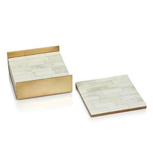Ribbed Bone Coasters - Set of 4
