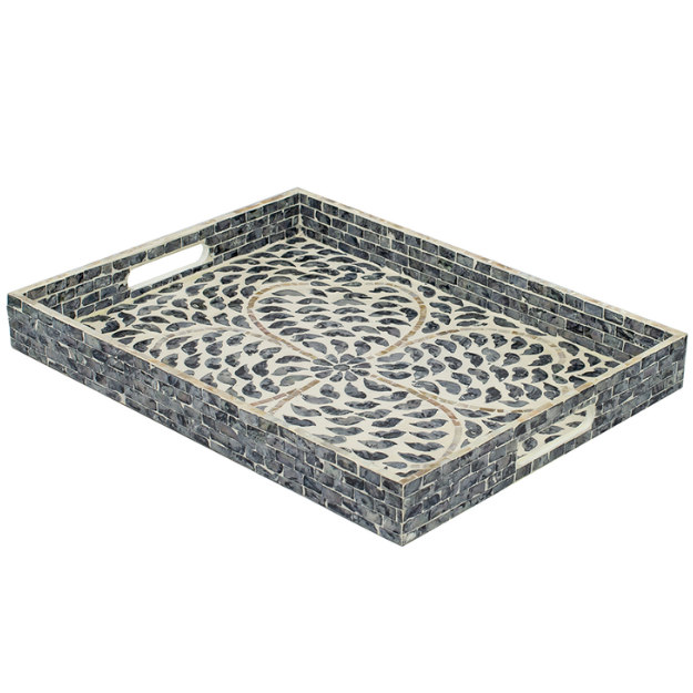 Capiz Inlay Tray - Black/Navy