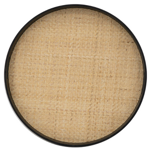 Tray - Black with Rattan Inlay