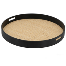 Load image into Gallery viewer, Tray - Black with Rattan Inlay
