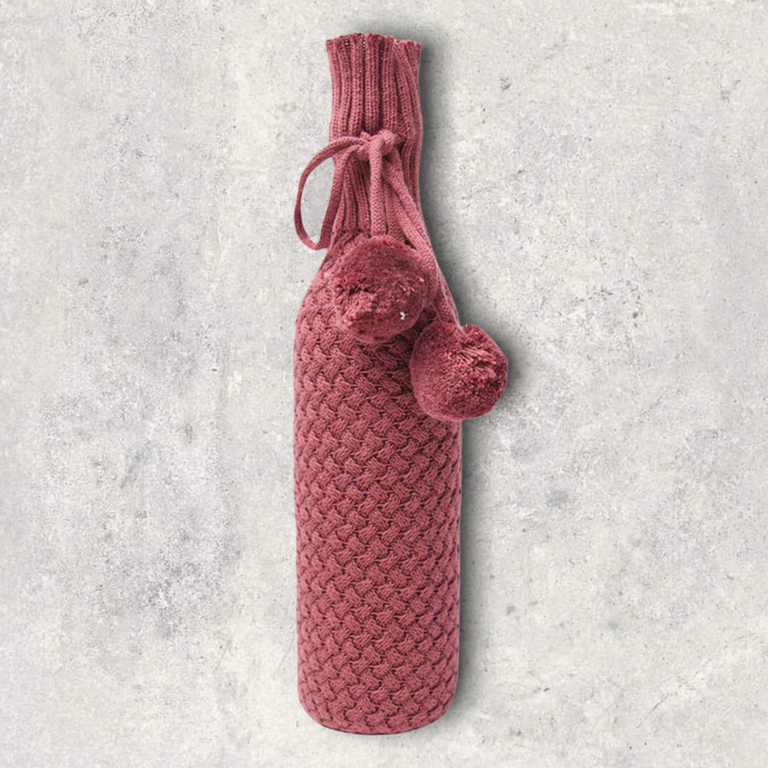 Knit Wine Gift Bag - Rose
